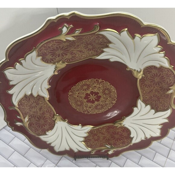 Weimar Katharina Jutta Red/ White Porcelain Cake Stand Made In Germany - Picture 4 of 16